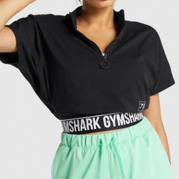 GYMSHARK Recess Crop 1/2 Zip Top Black Size S - Picture 2 of 12